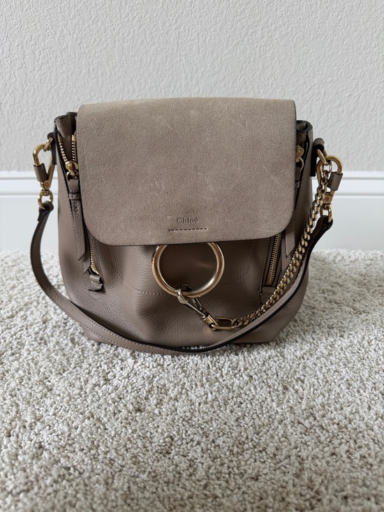 Chloe Handbags - Chloé Taupe Leather & Suede backpack with Gold Hardware